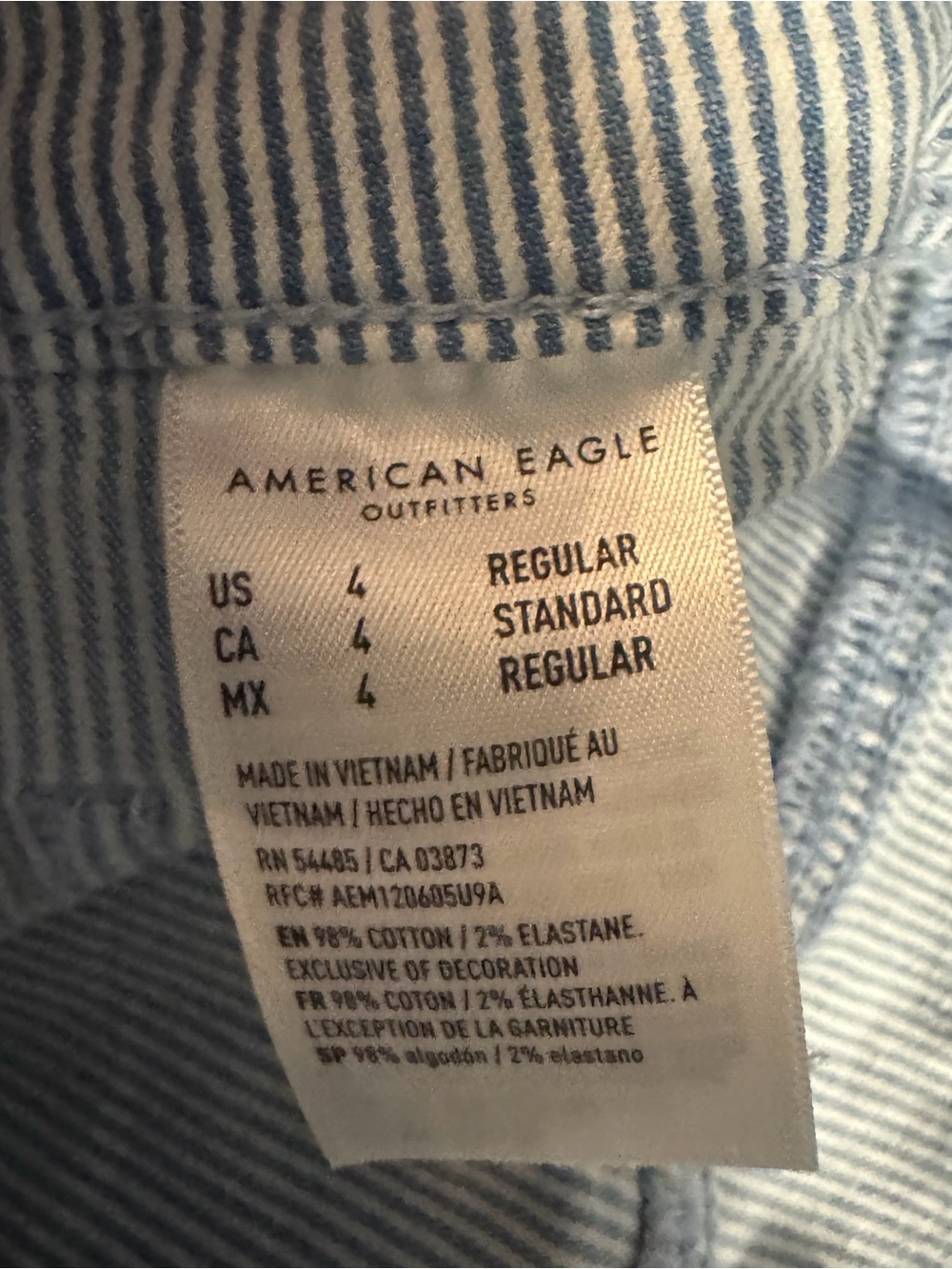 American eagle Light Blue Pinstripe Wide Leg Carpenter Pants size 4 - Picture 4 of 4